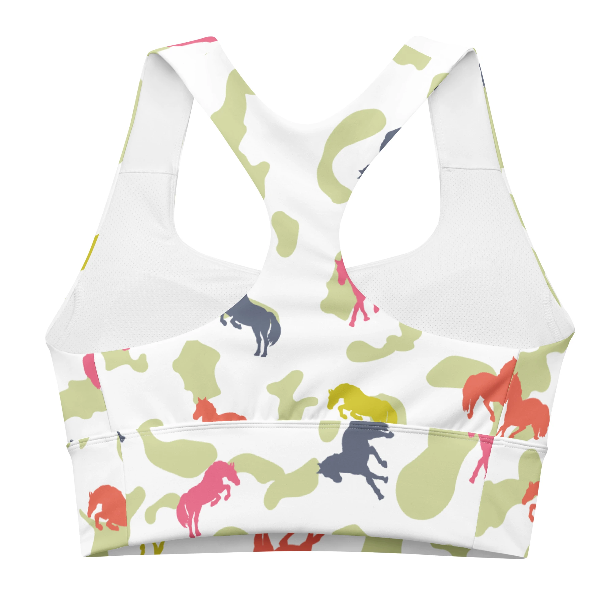 longline sports bra camouflage natural sporty back