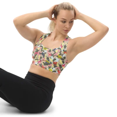 longline sports bra camouflage sporty glam horses dynamic left