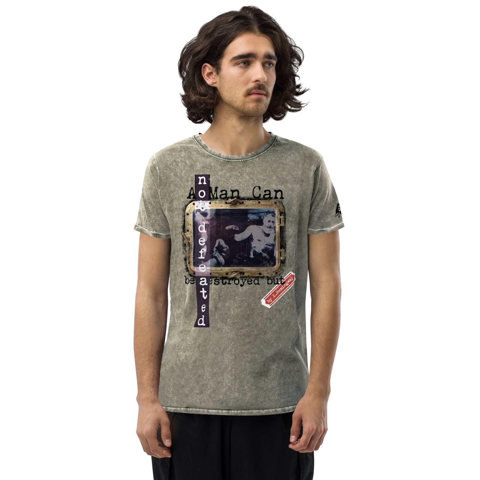 unisex denim t shirt dark army green front 69876c0eee7db