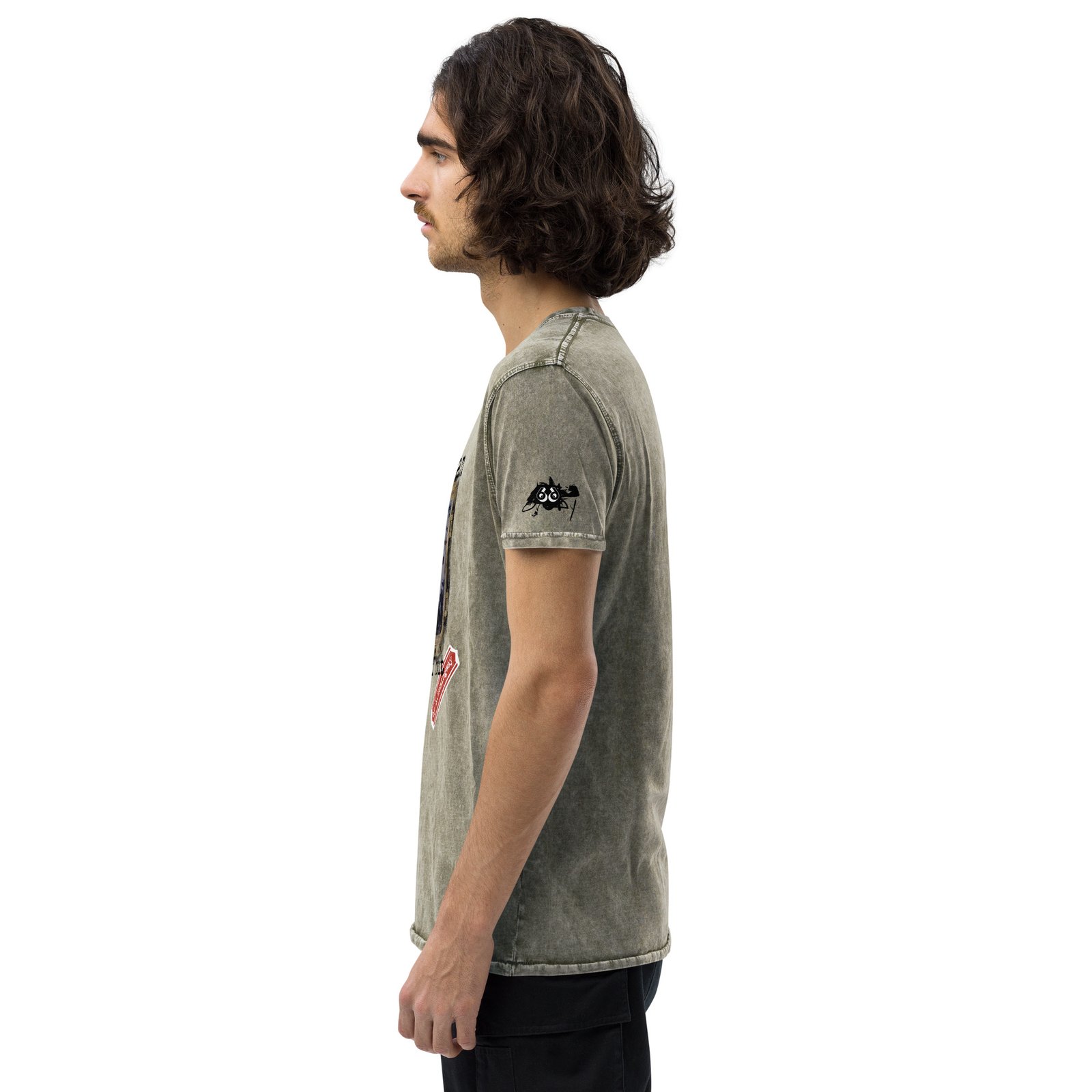 unisex denim t shirt dark army green left 69876c0eee306