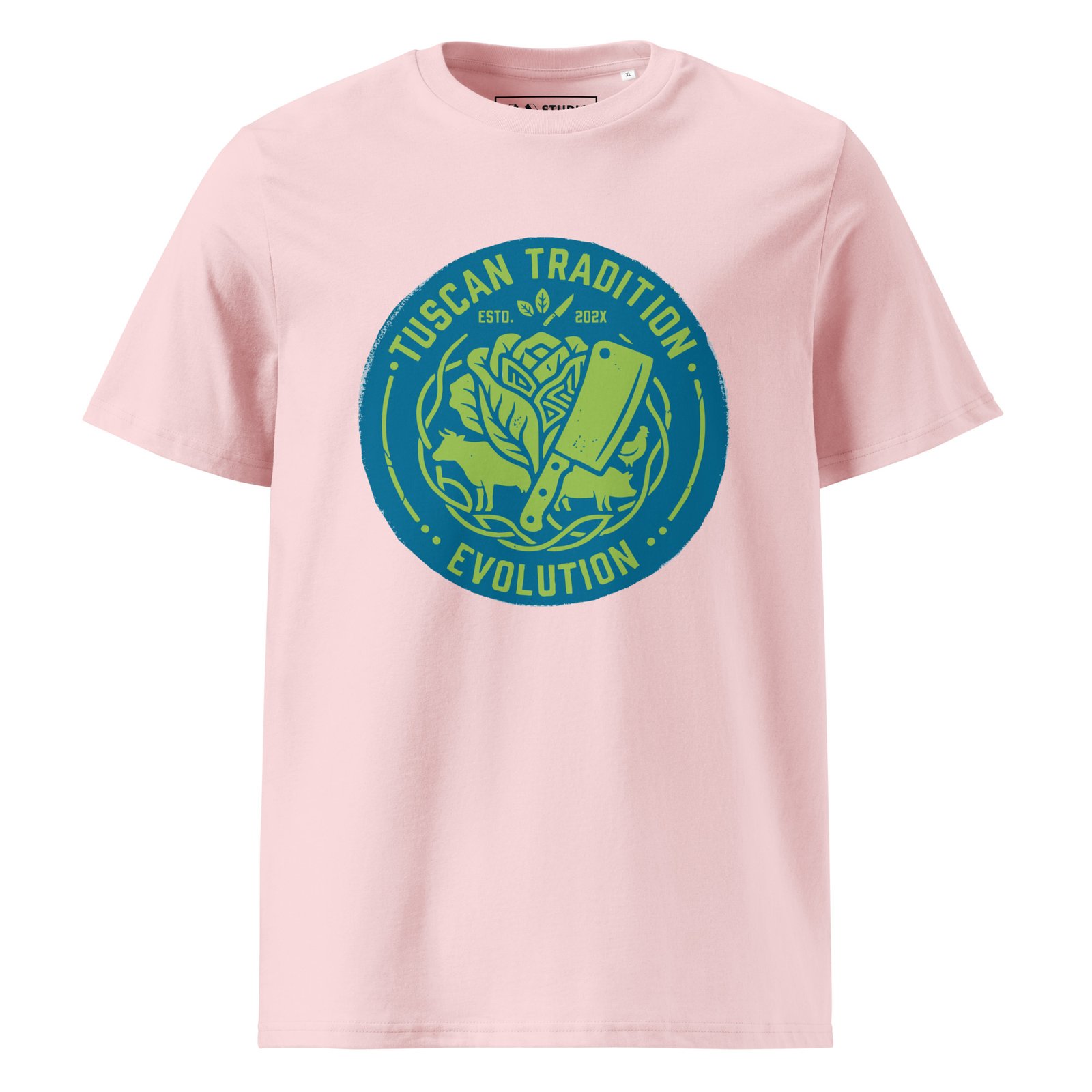 tuscany tradition tee | urban industrial evolution – electric turquoise