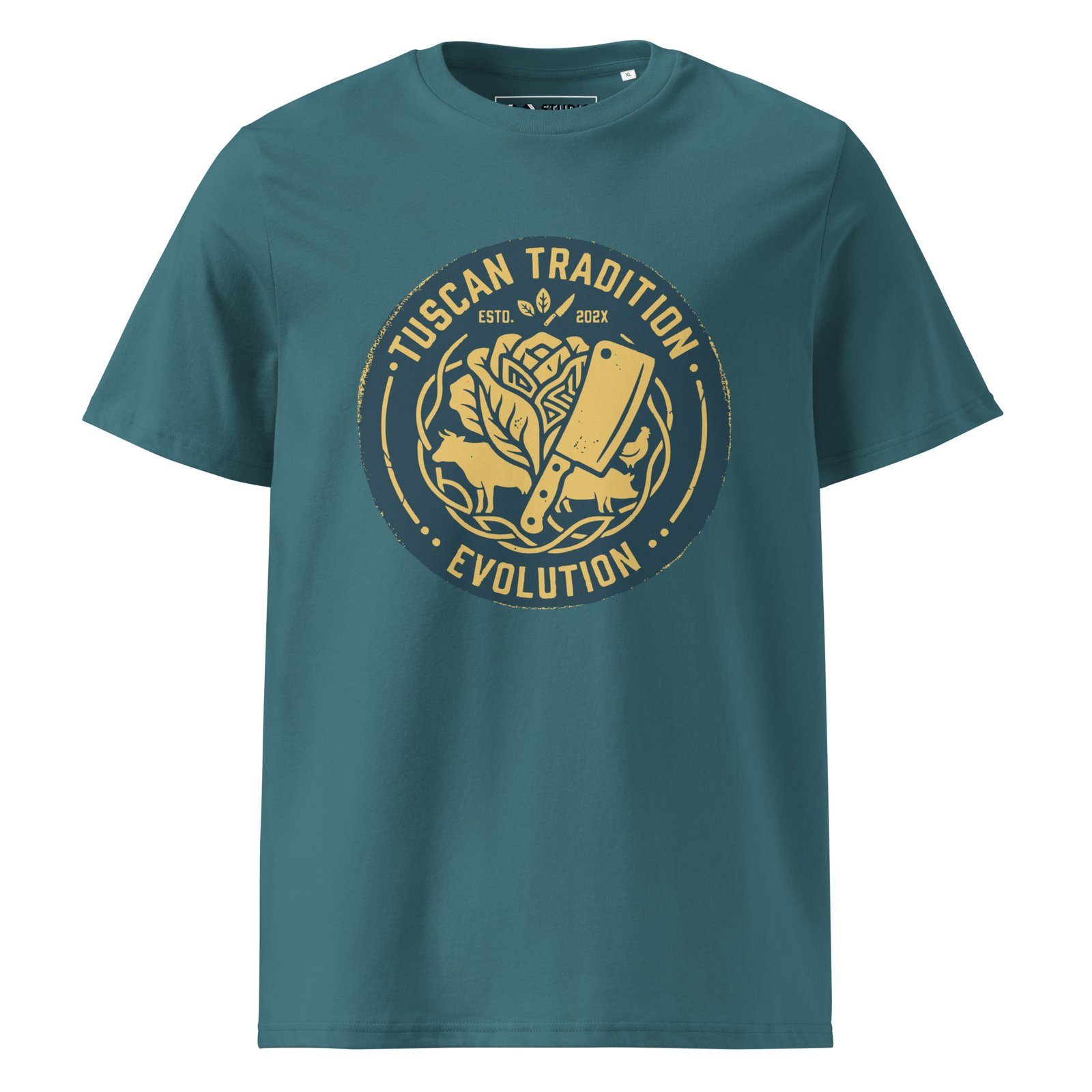 tuscany tradition tee | urban industrial evolution – yellow blue