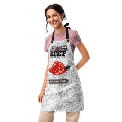 vegan beef kitchen apron woman front
