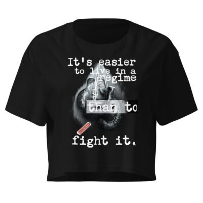 women’s black crop top fight it