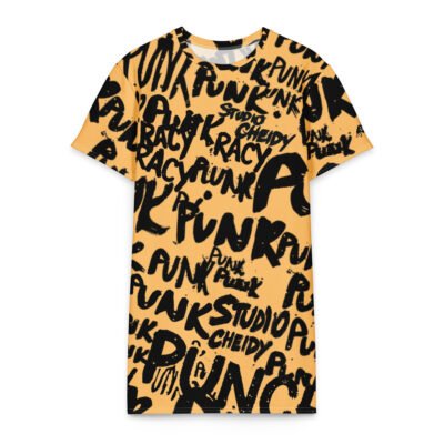 women's t shirt dress | yellow write punk