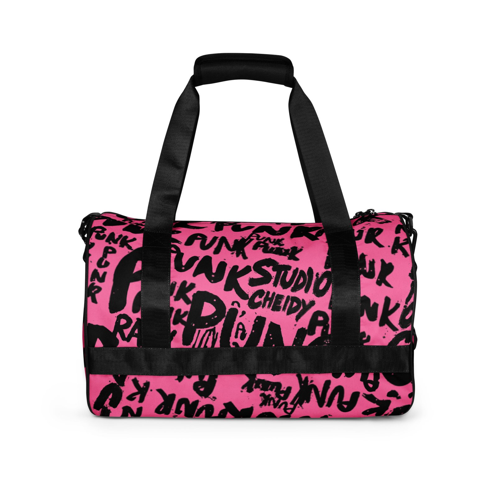 pink gym bag | punk graffiti print sports duffel bag