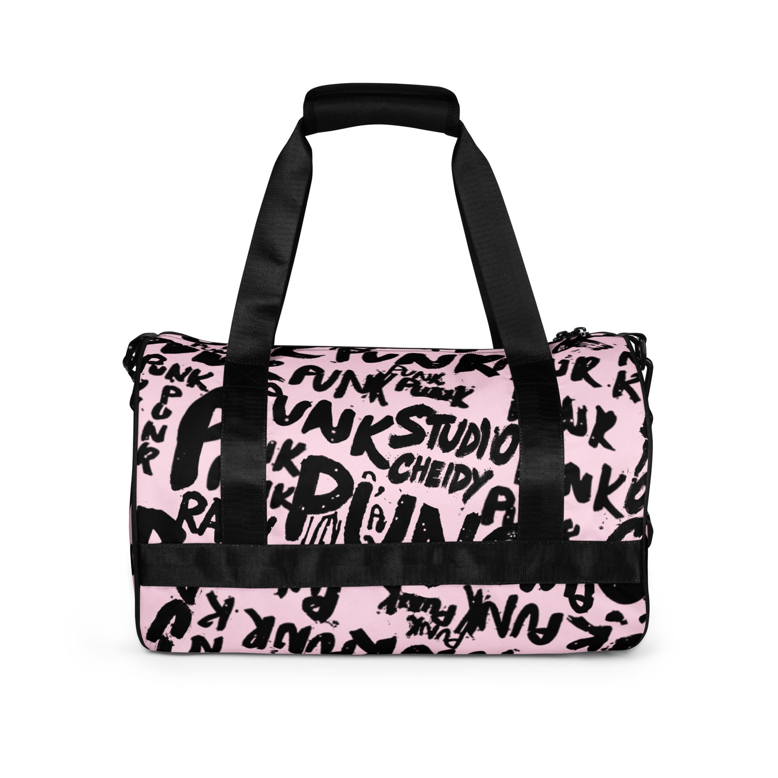 pink gym bag | punk graffiti print sports duffel bag