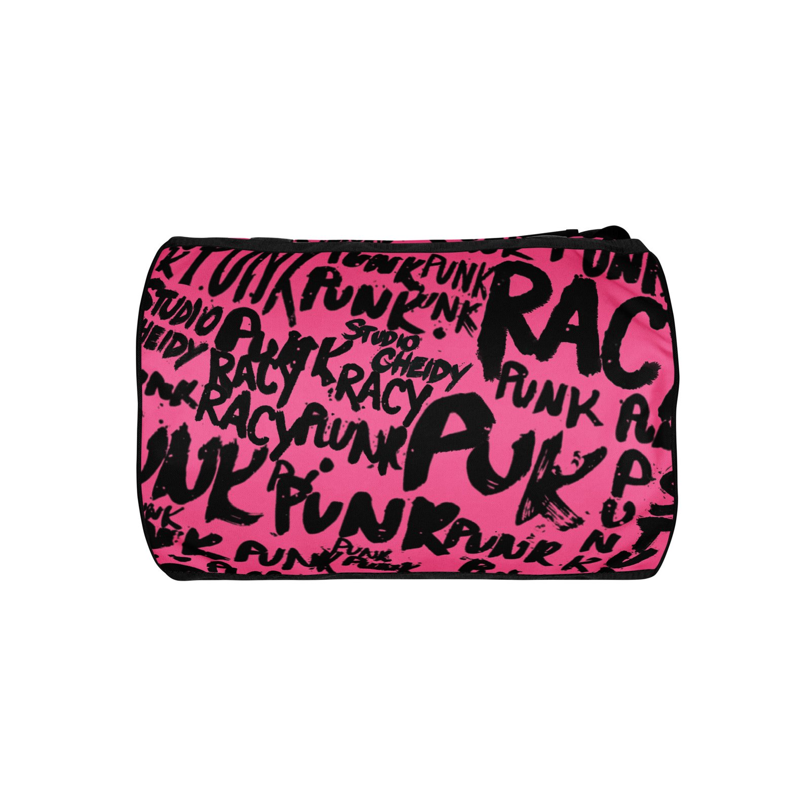 pink gym bag | punk graffiti print sports duffel bag