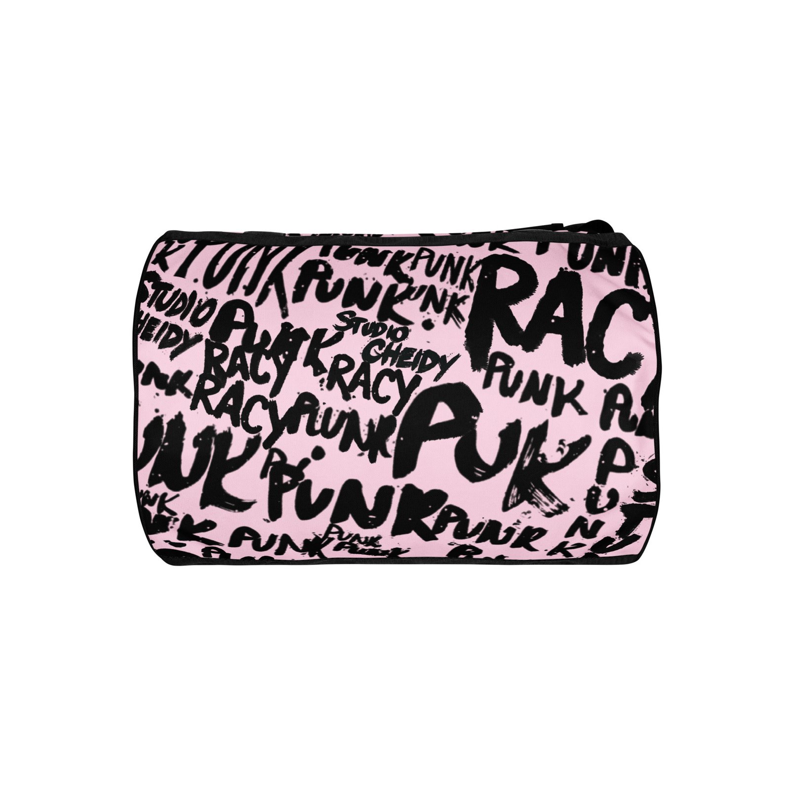 pink gym bag | punk graffiti print sports duffel bag