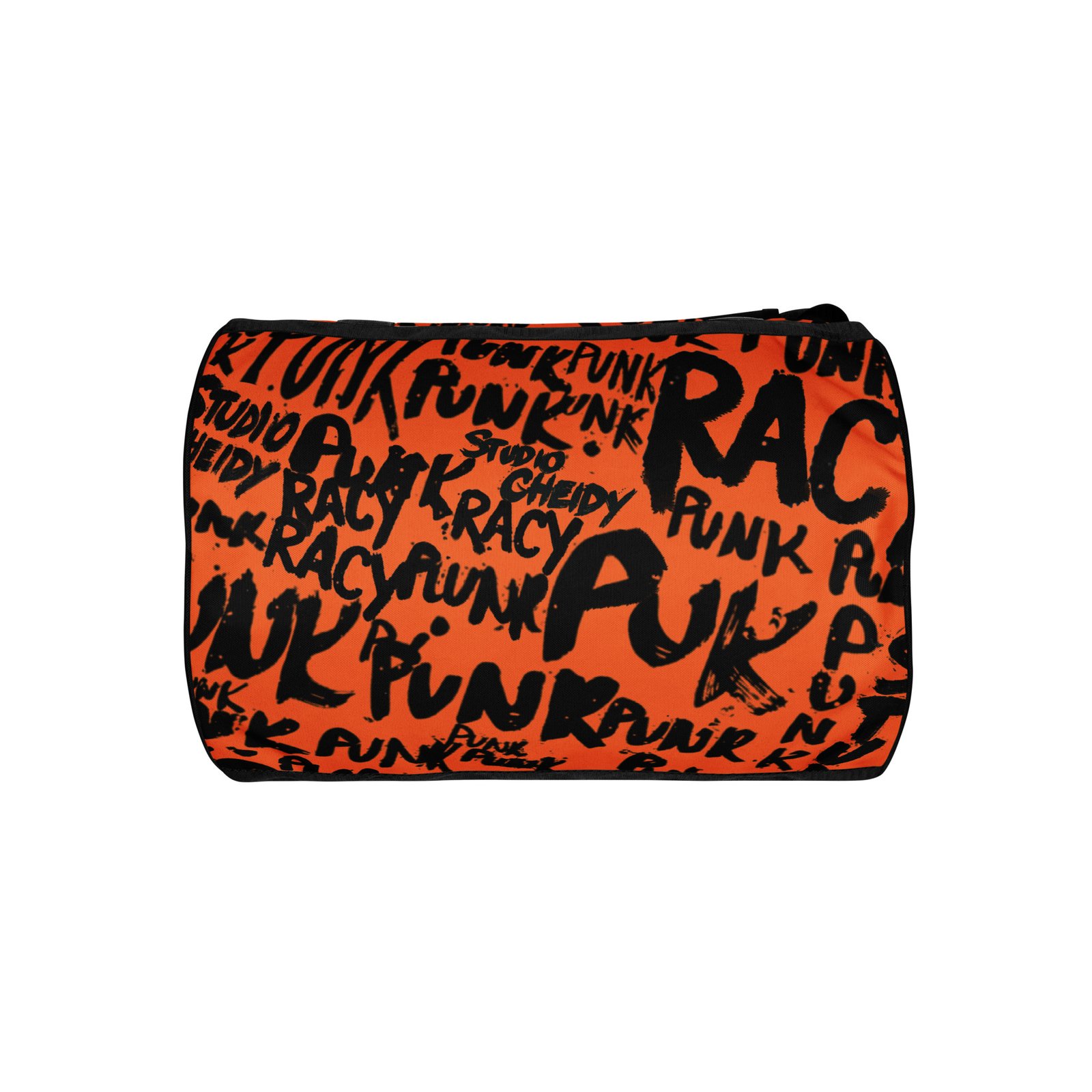 orange gym bag | punk graffiti print sports duffel bag