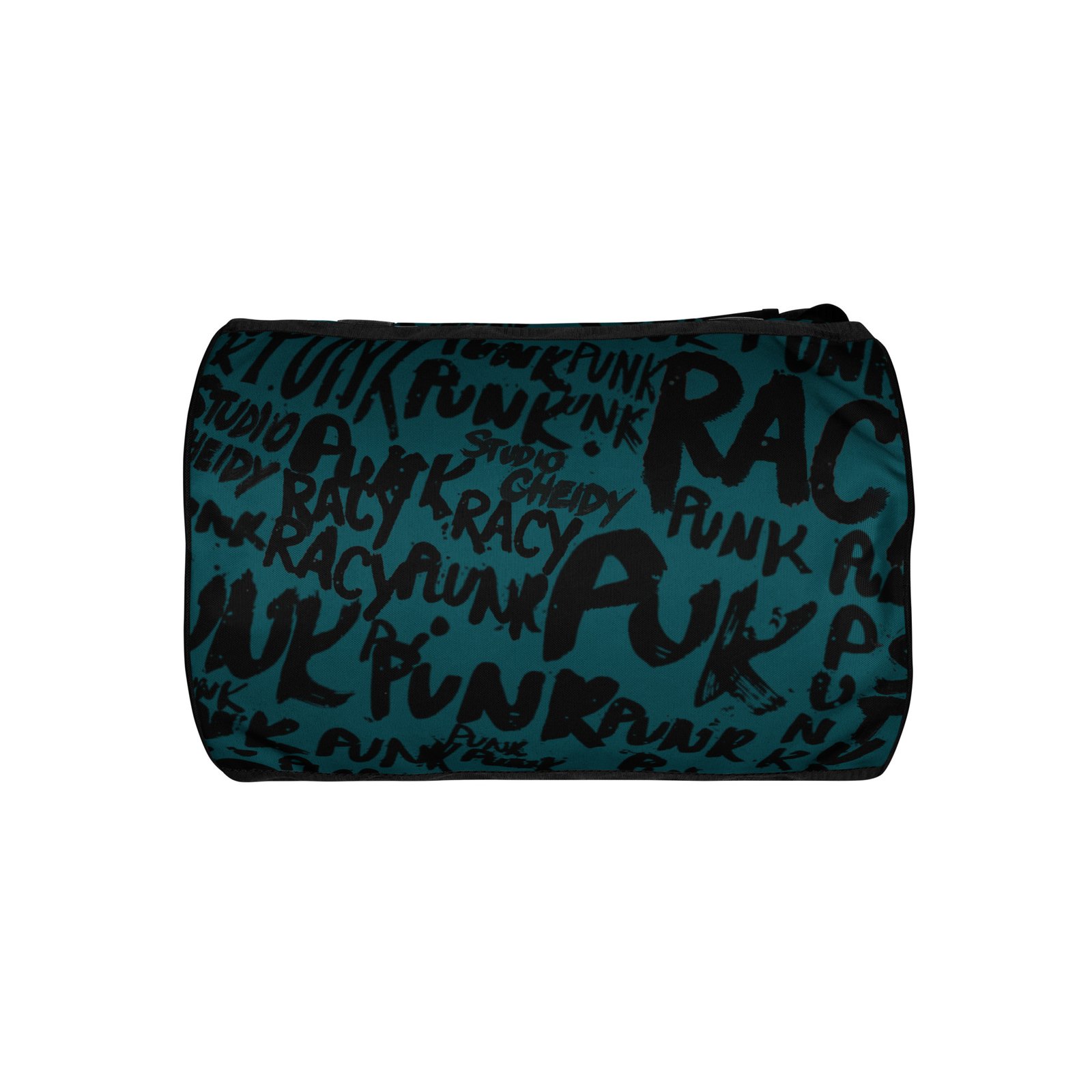 sherpa blue gym bag | punk graffiti print sports duffel bag