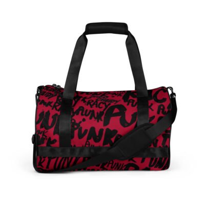 purple gym bag | punk graffiti print sports duffel bag