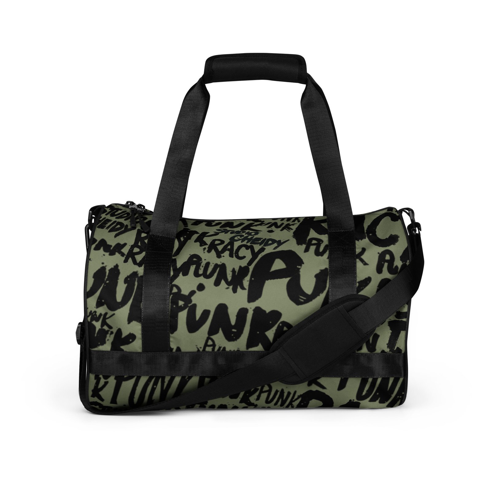 military gym bag | punk graffiti print sports duffel bag