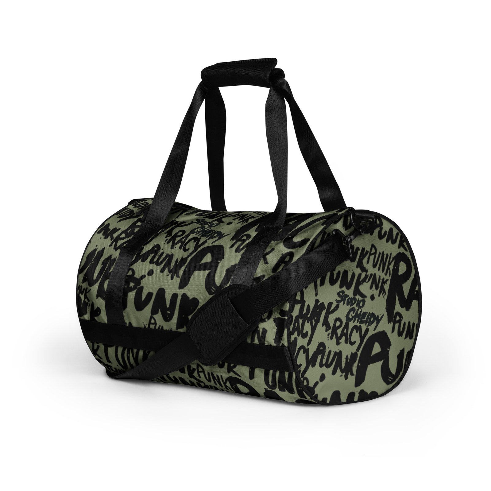 military gym bag | punk graffiti print sports duffel bag