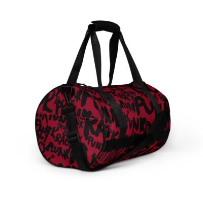 purple gym bag | punk graffiti print sports duffel bag