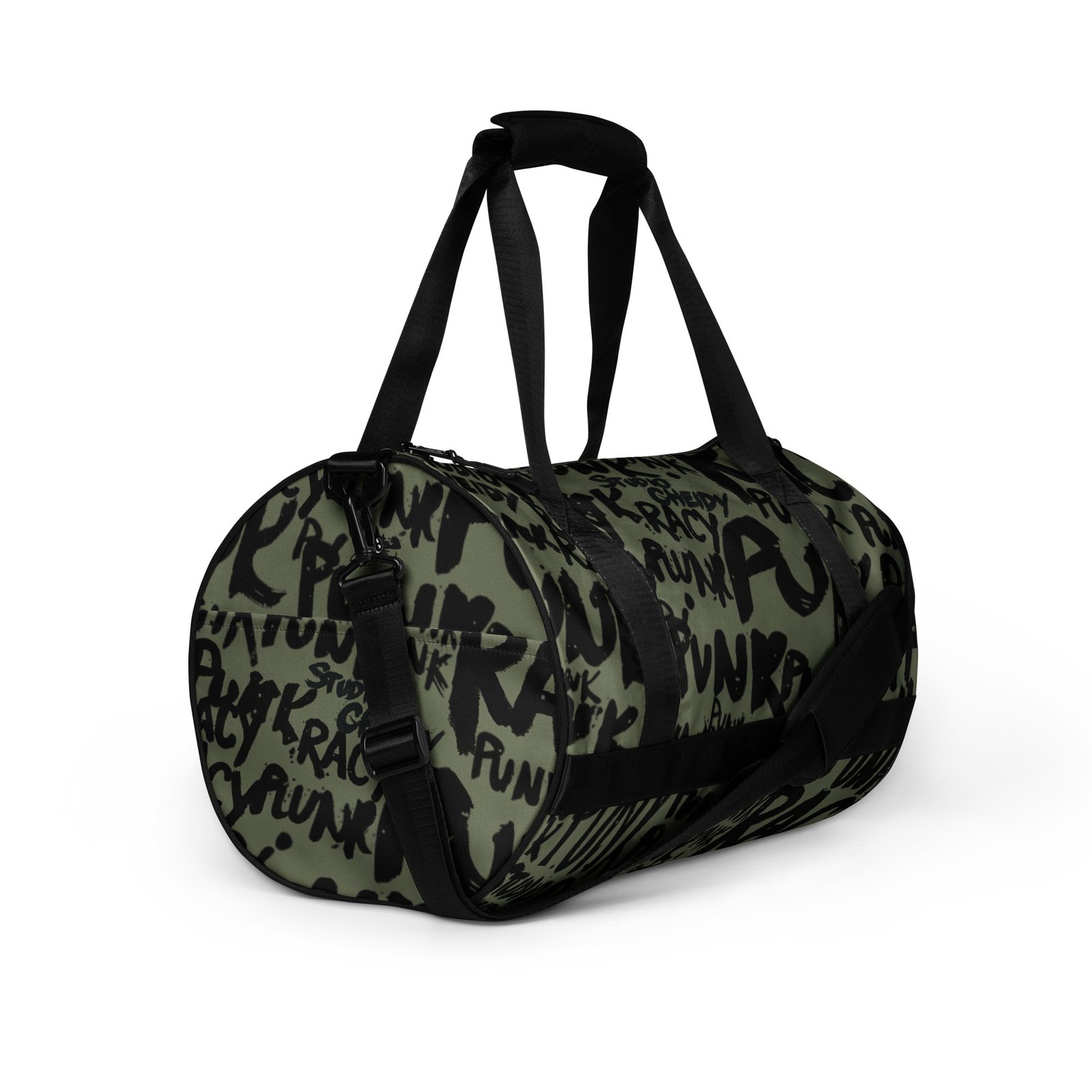 military gym bag | punk graffiti print sports duffel bag
