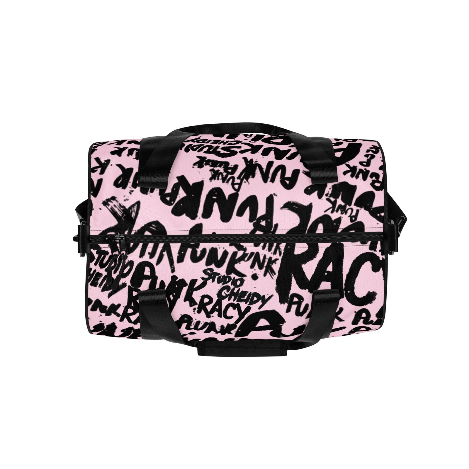 pink gym bag | punk graffiti print sports duffel bag