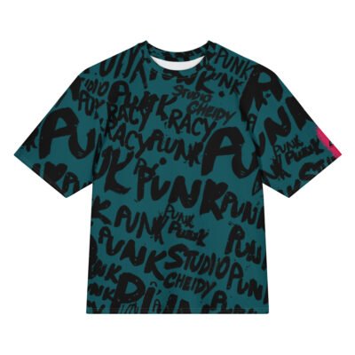 oversized cotton t shirt | write punk sherpa blue