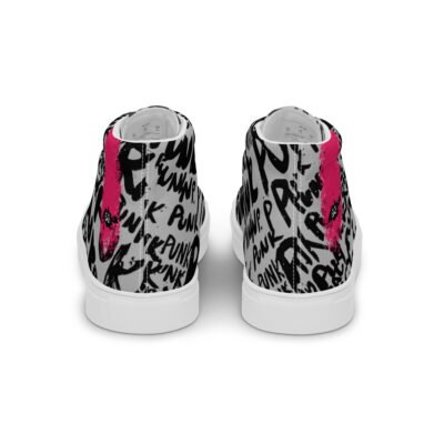silver high top sneakers for women | punk script street art canvas shoes