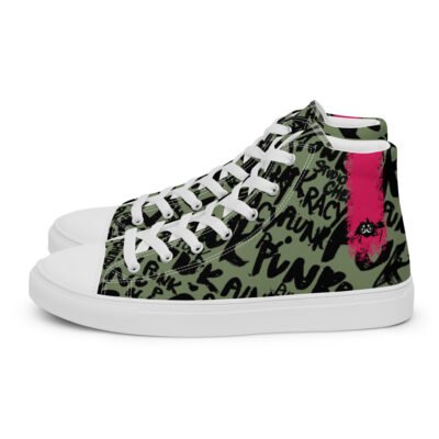 high top sneakers for men | military punk script street art canvas shoes