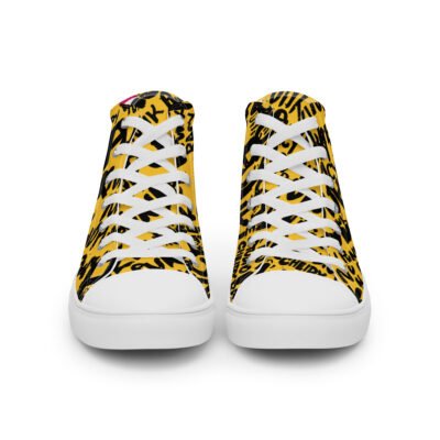high top sneakers for men | yellow punk script street art canvas shoes