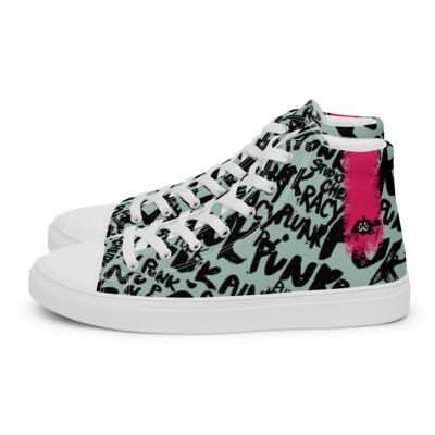 high top sneakers for men | opal punk script street art canvas shoes