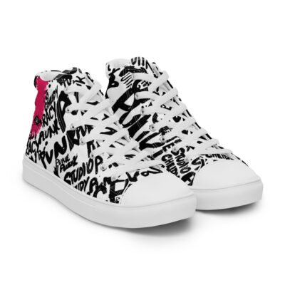 high top sneakers for men | punk script street art canvas shoes