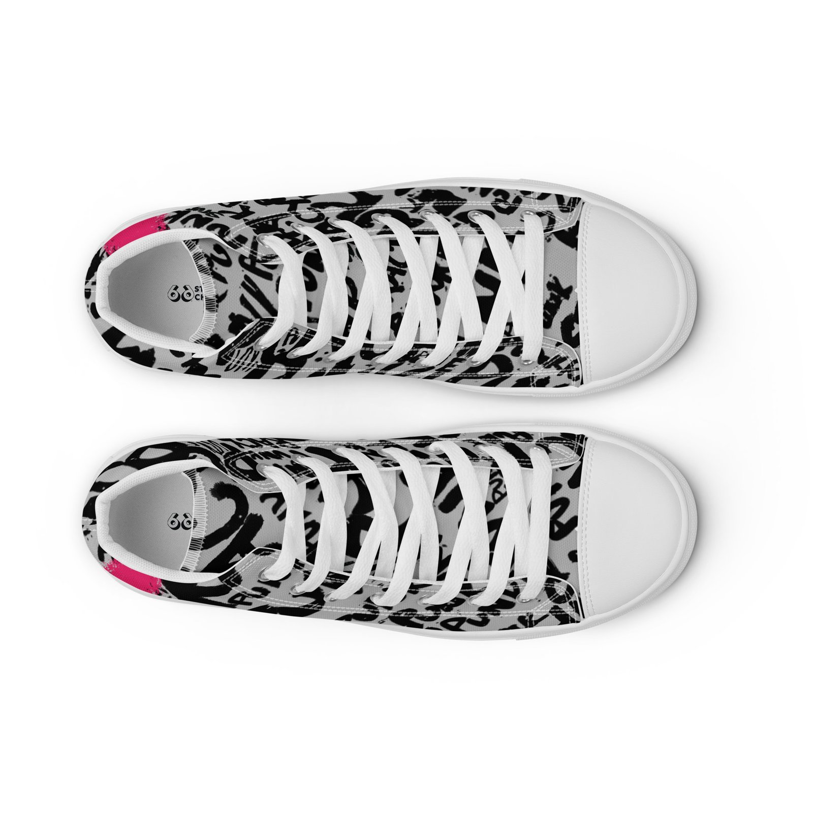 silver high top sneakers for women | punk script street art canvas shoes