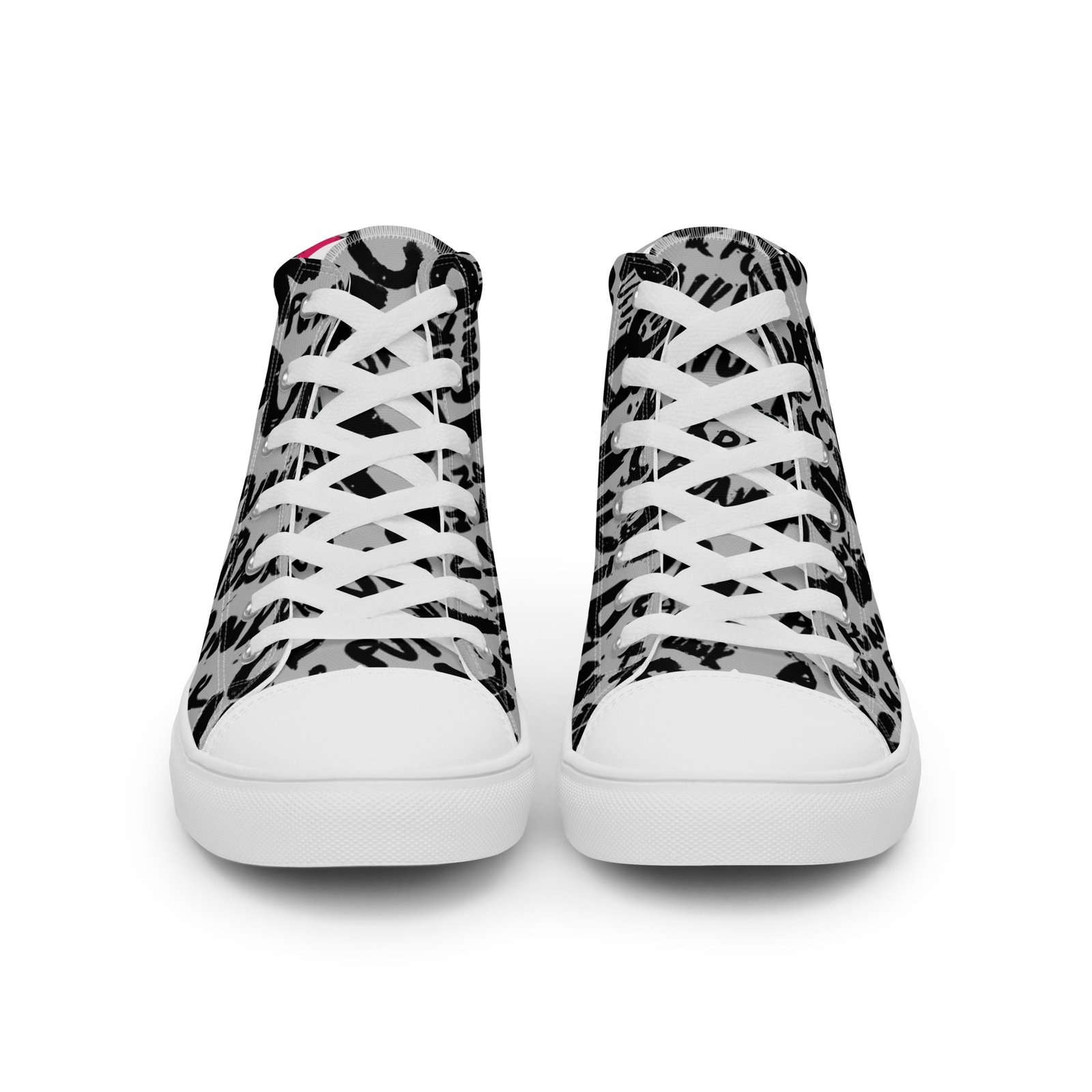 silver high top sneakers for women | punk script street art canvas shoes