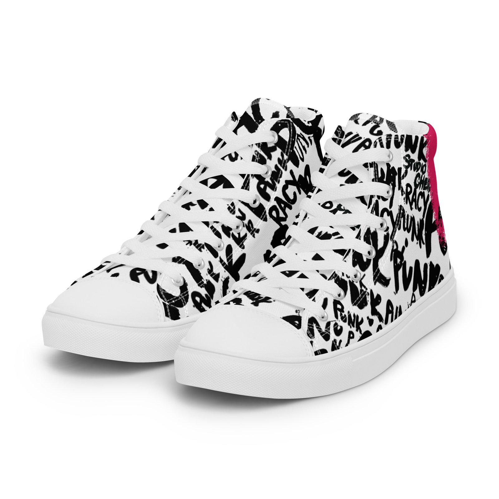 high top sneakers for women | punk script street art canvas shoes