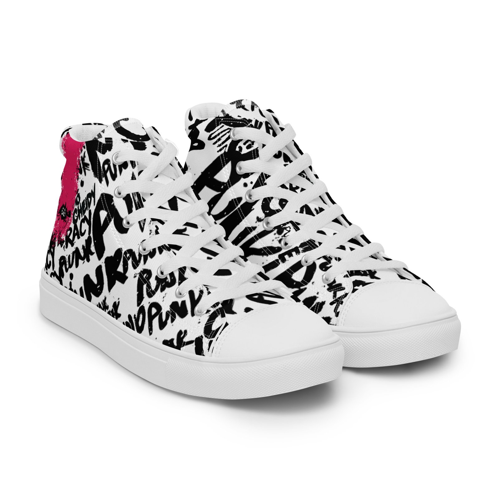 high top sneakers for women | punk script street art canvas shoes