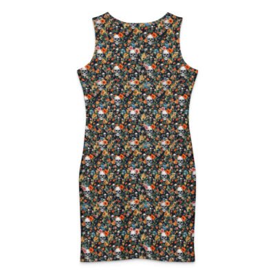bodycon dress noir skull flowers