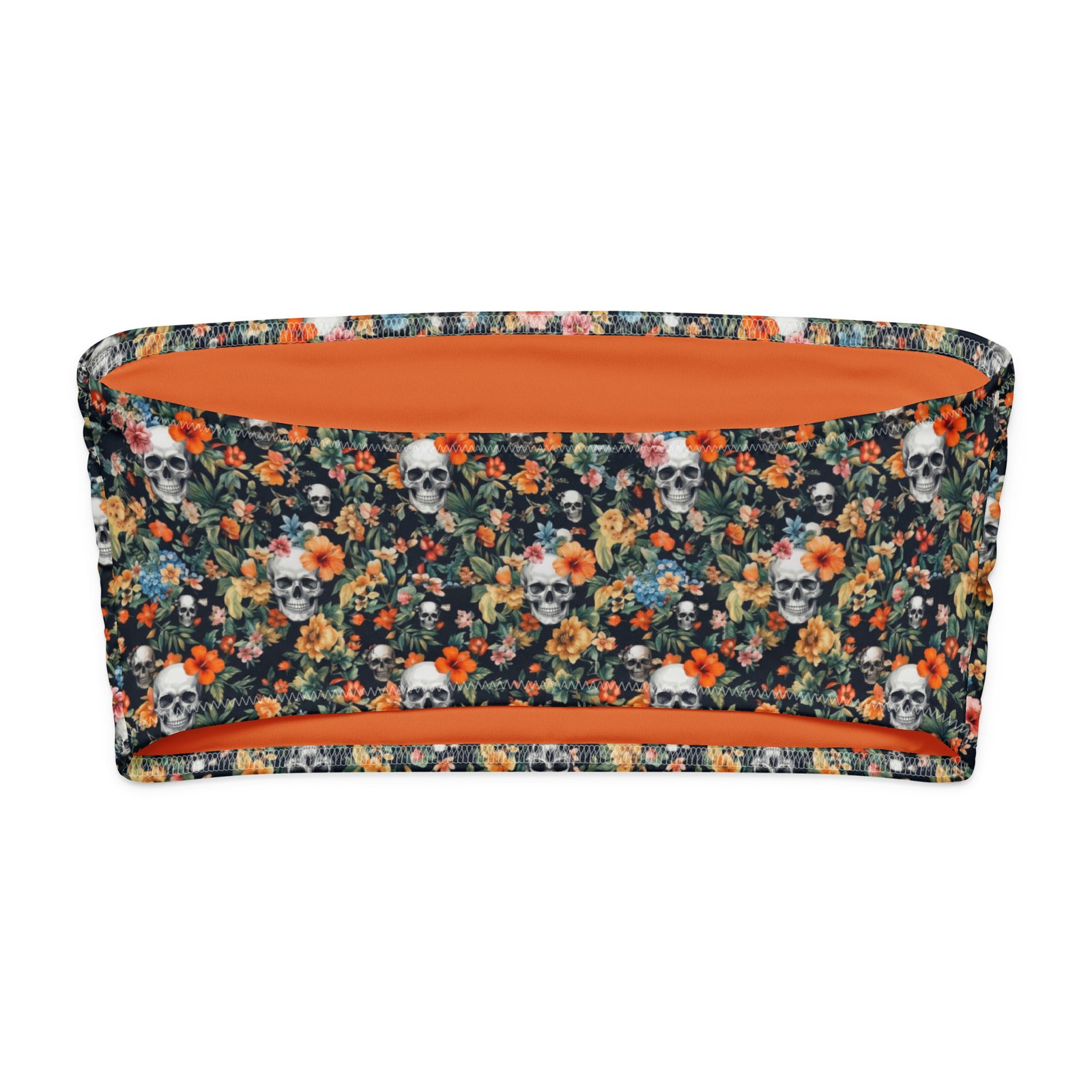 top bikini noir skull flowers