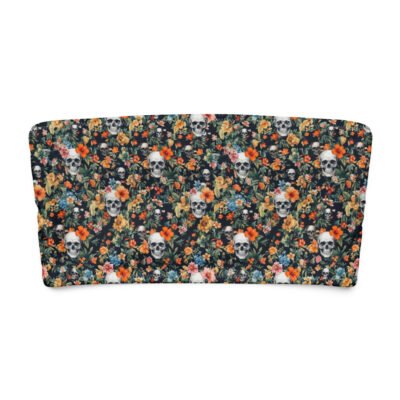 top bikini noir skull flowers