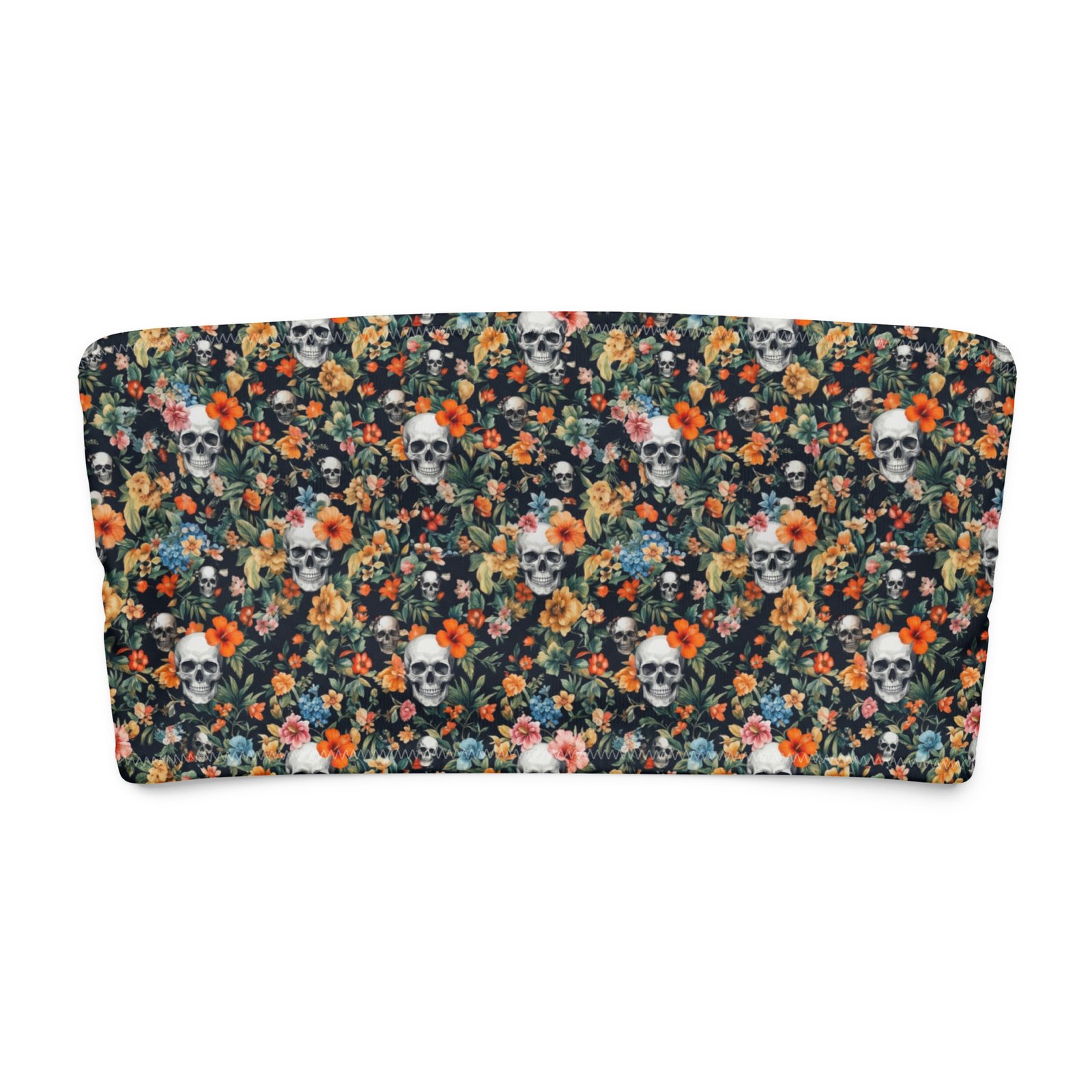 top bikini noir skull flowers