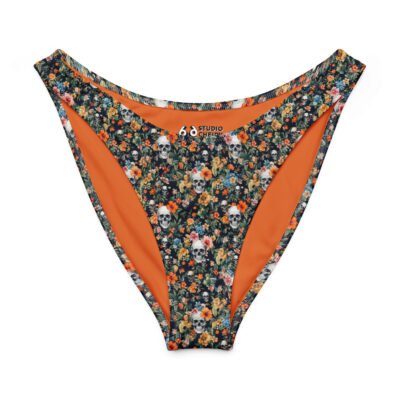 v cut bikini bottom noir skull flowers