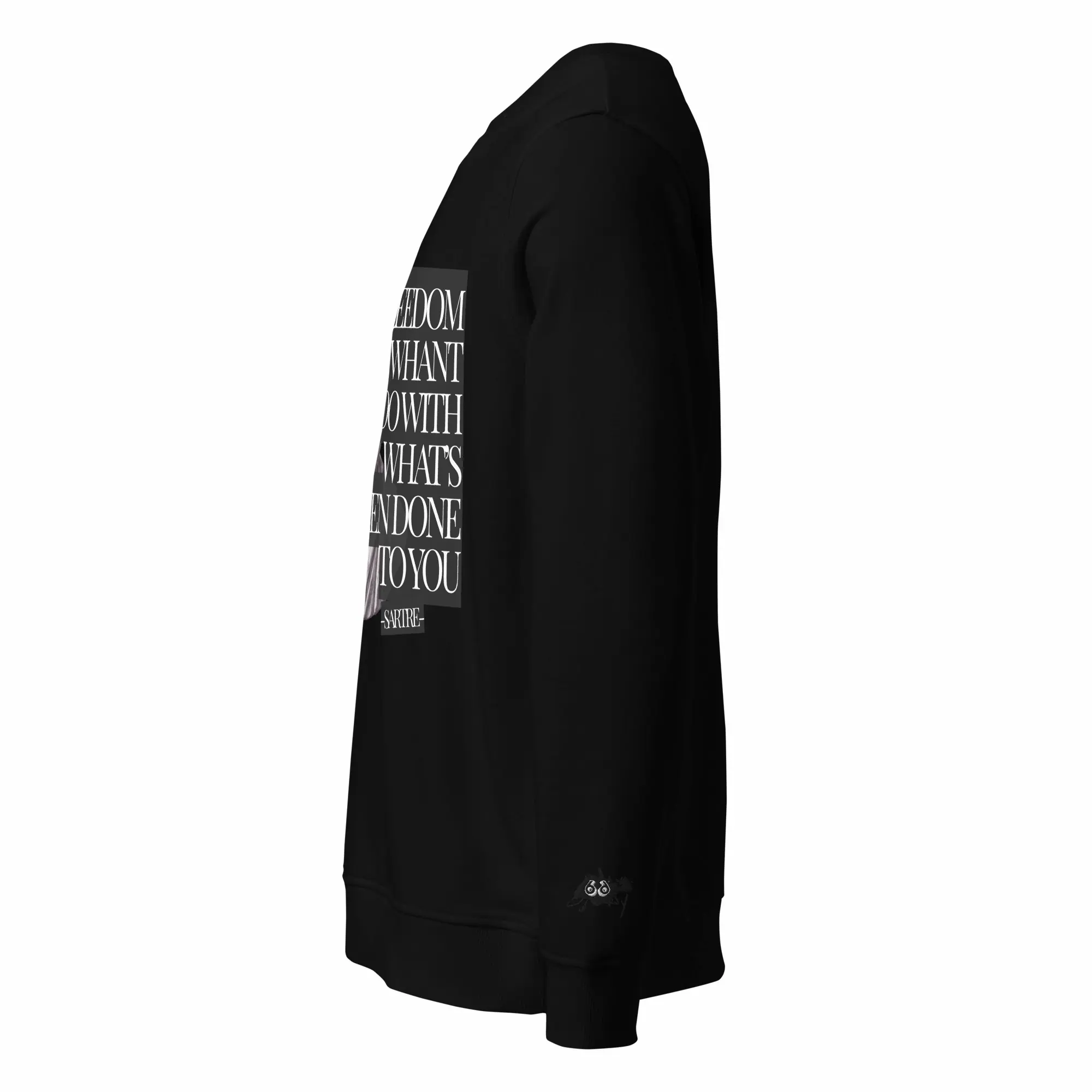 black sweatshirt street culture sartre left