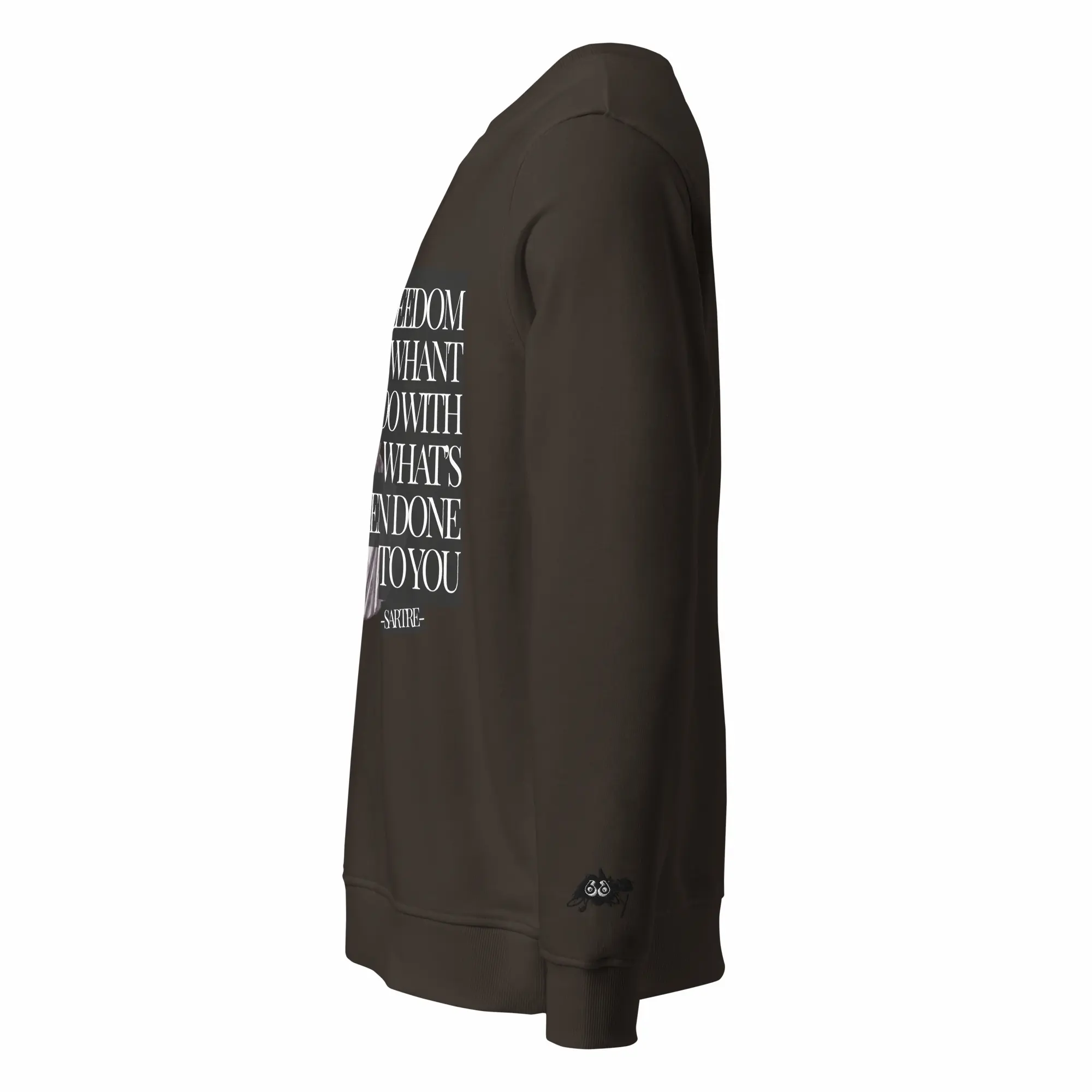 deep charcoal grey sweatshirt street culture sartre left