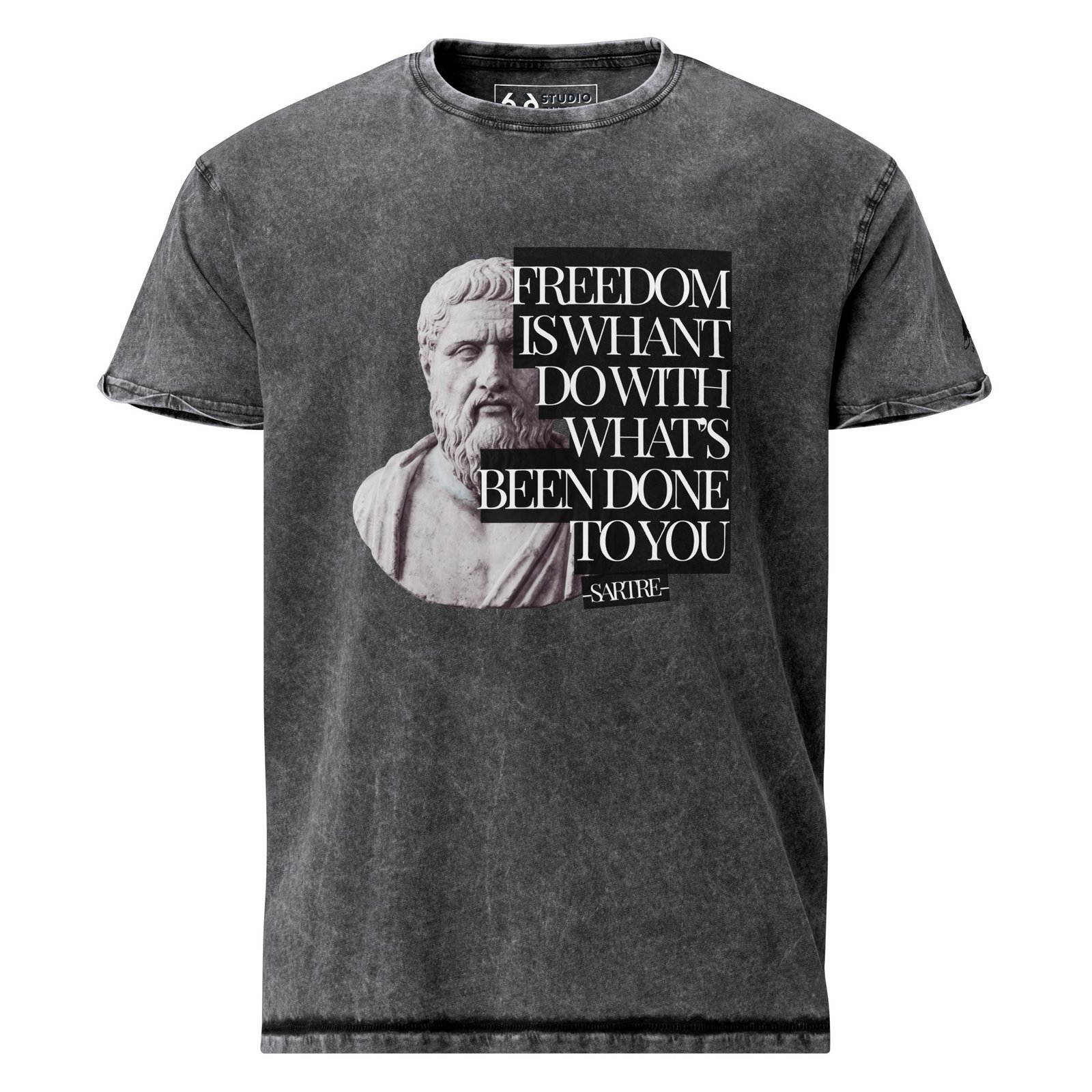 denim t shirt intellectual sartre