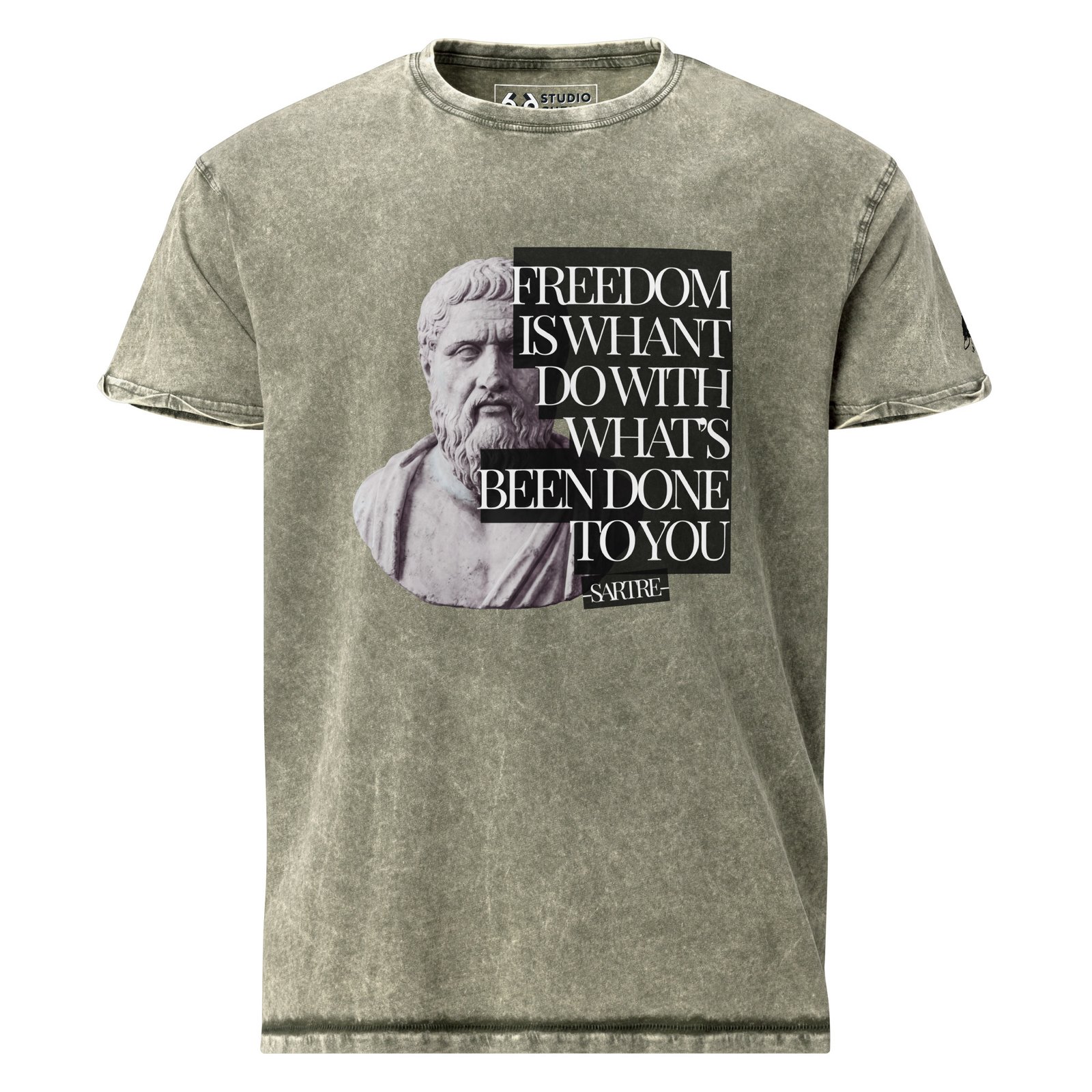 denim t shirt intellectual sartre