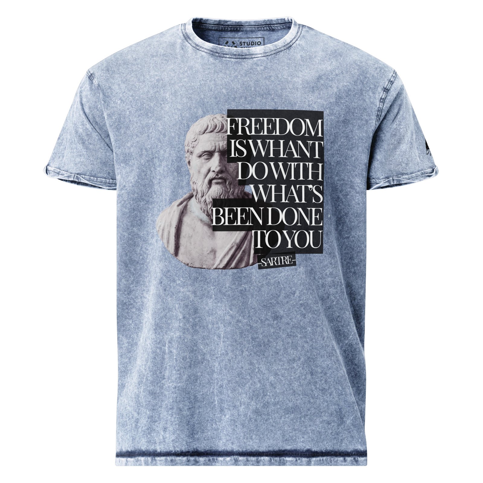 denim t shirt intellectual sartre