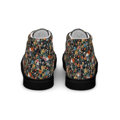 women’s high top canvas shoes noir skull flowers