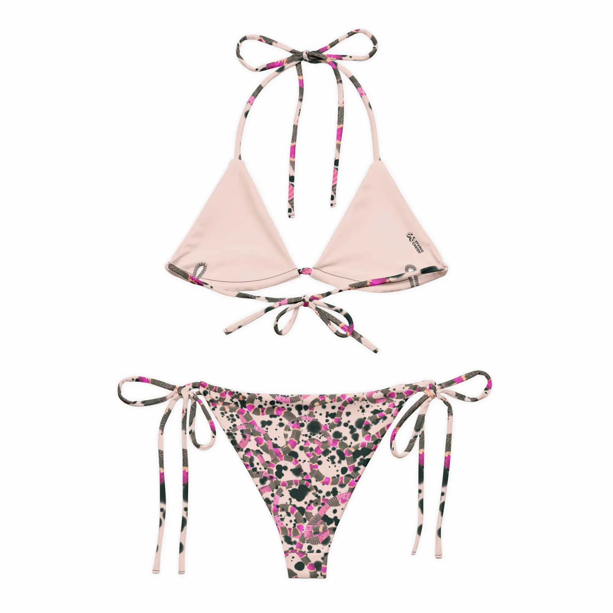 bikini sketch and snakes pink back