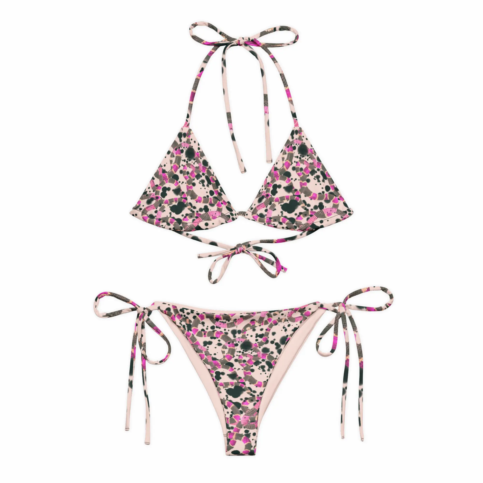 bikini sketch and snakes pink front