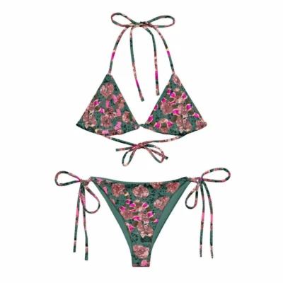 bikini tropical snake green front