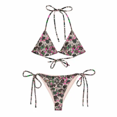 bikini tropical snake pink front