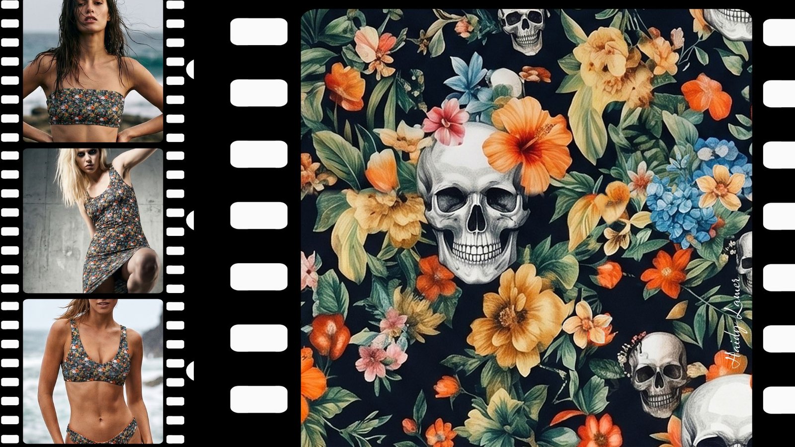 flowers & skulls fabric