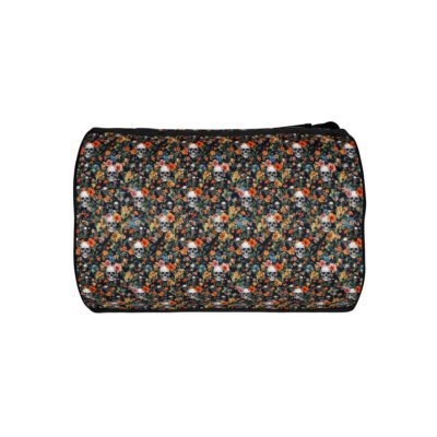 gym bag noir skull flowers