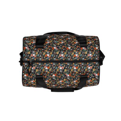 gym bag noir skull flowers