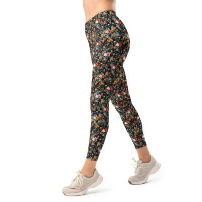 leggings noir skull flowers